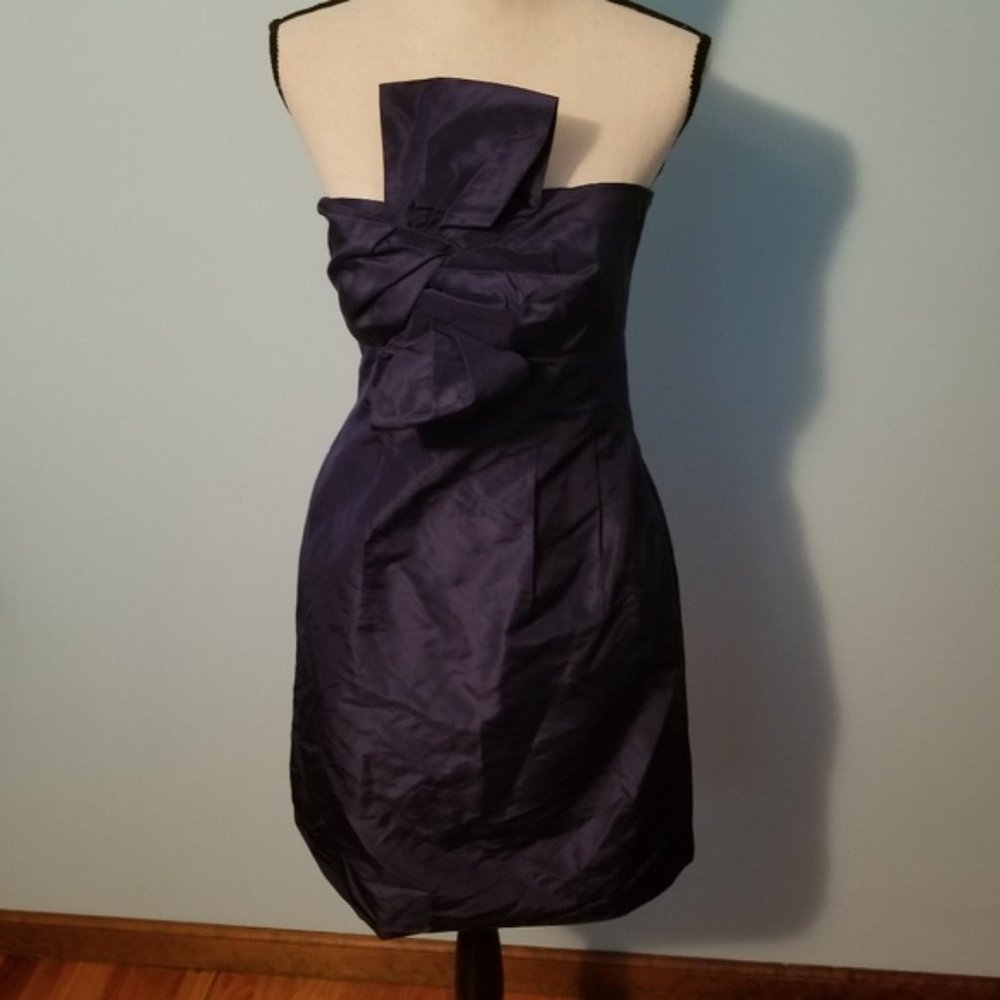 J Crew Navy Blue Strapless Silk Dress 4